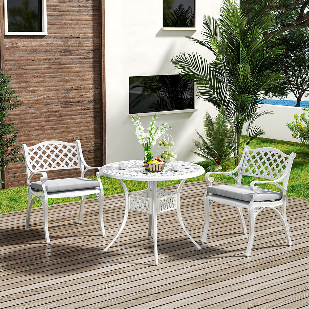 2 Pcs Garden Cast Aluminium Patio Armchair